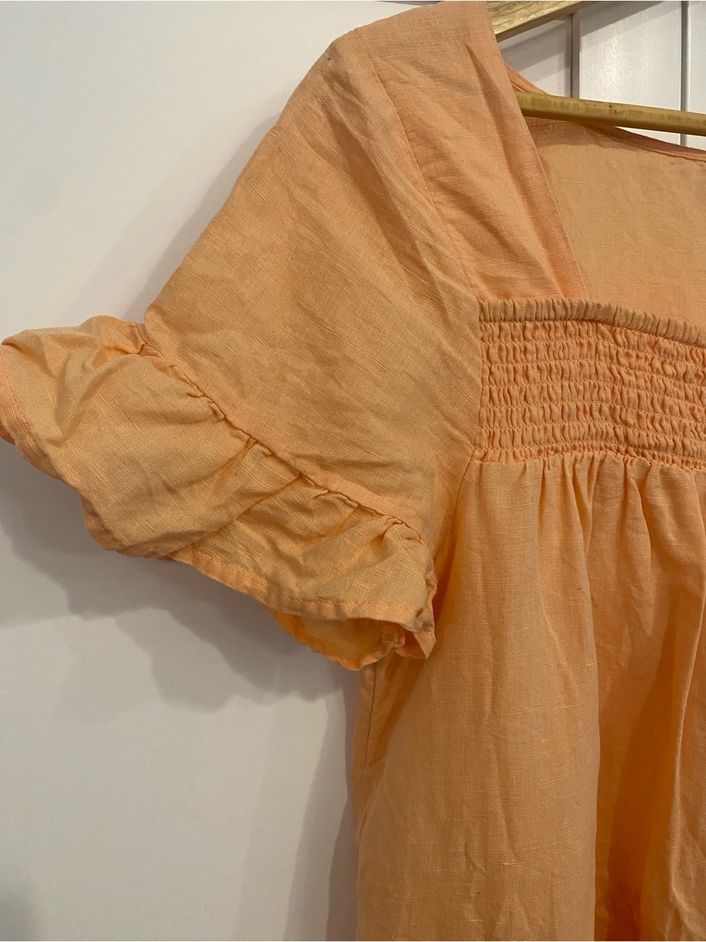 Free People Boho Gypsy Flowy Linen-Blend Ruffled Tiered Mini Dress Tunic Size M - Picture 3 of 10